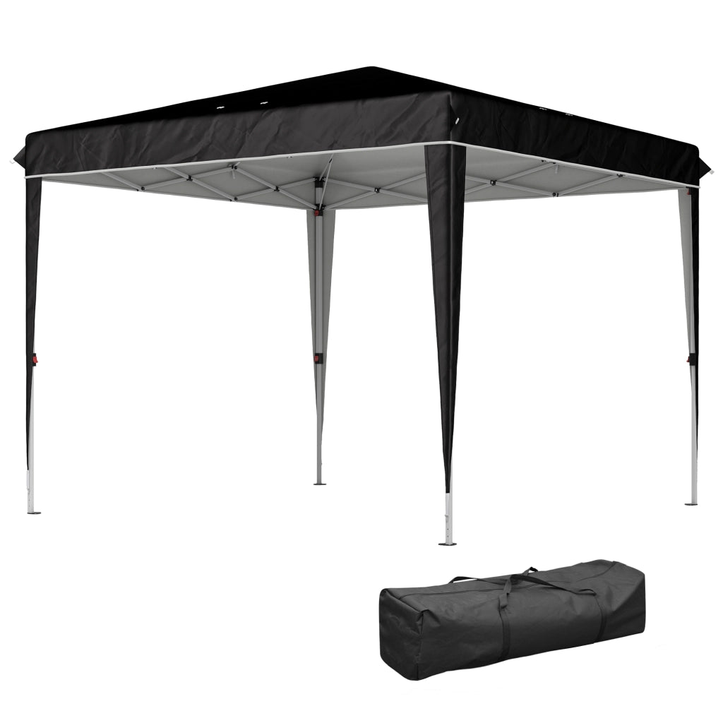 Gazebo da Giardino 3x3m ¨C Xylo ¨C Metallo e Tessuto Oxford Nero, Altezza Regolabile