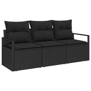 Set di divani 3 pz | Set Salotto da Giardino Nero polyrattan