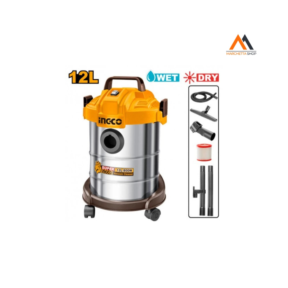 ASPIRAPOLVERE-LIQUIDI INOX 12L 800W