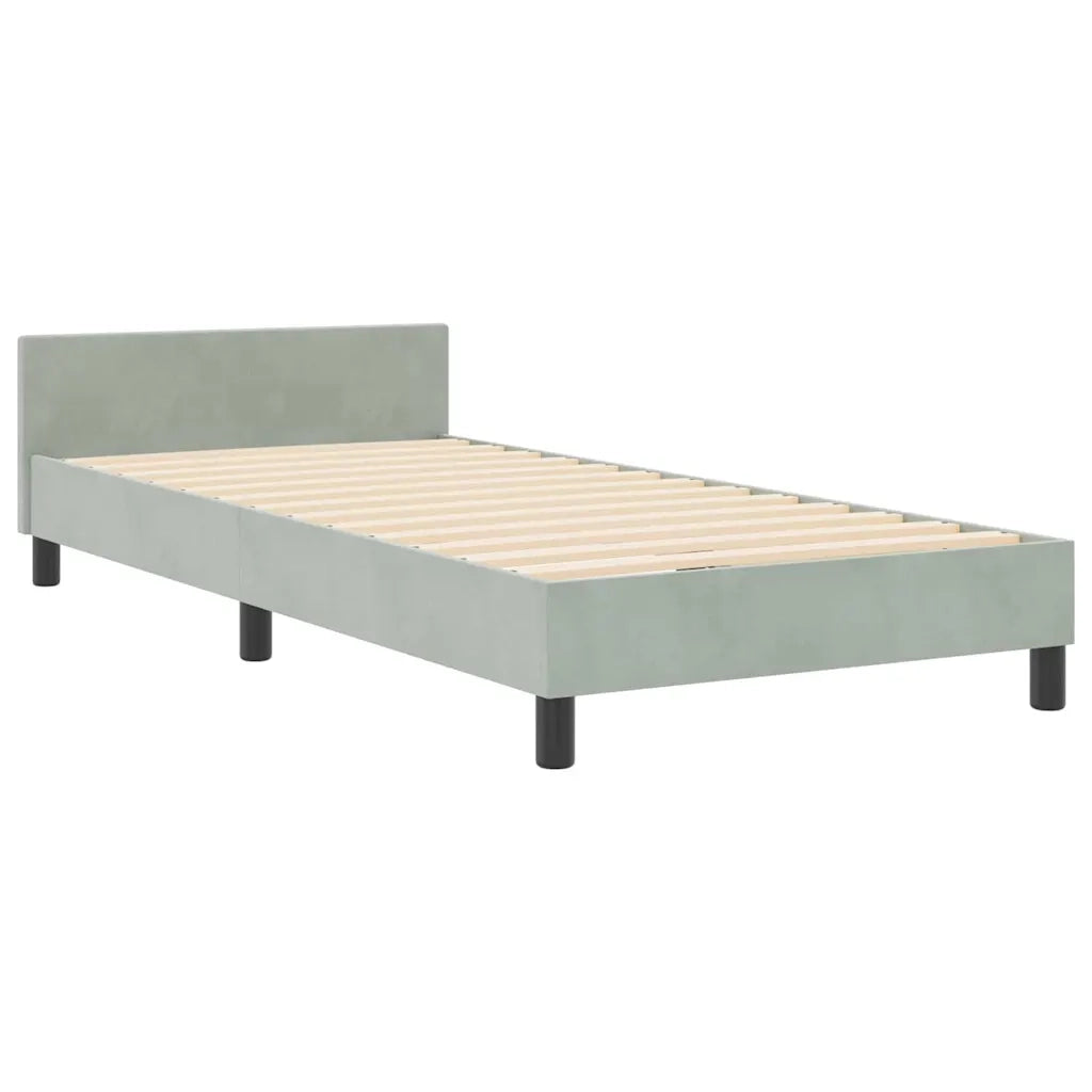 Letto a molle con testiera Grigio chiaro 100 x 200 cm Velluto 3344921