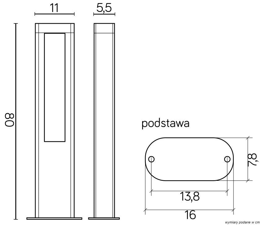 Paletto luce esterno 80cm LED 8W grigio scuro IP54