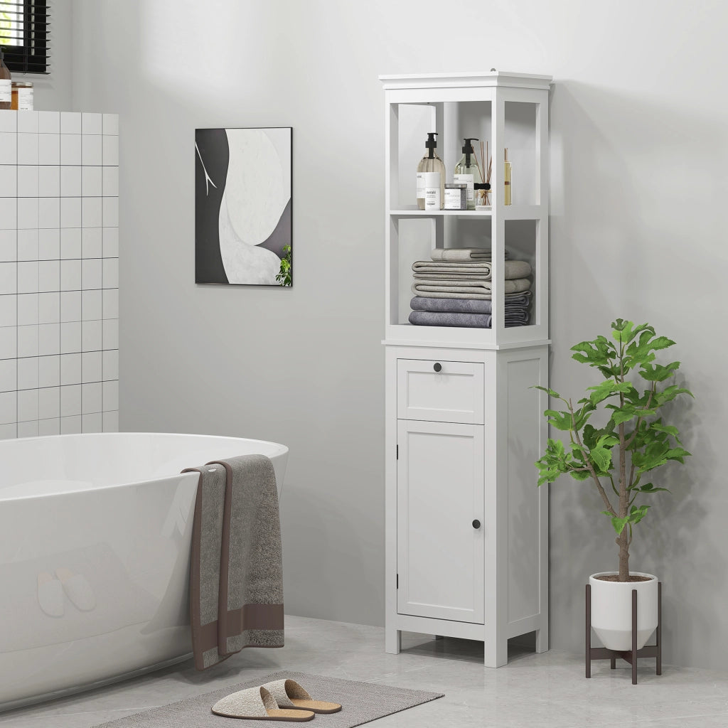 Mobile Bagno con Cassetto e Ripiano Aggiustabile ¨C Minimal ¨C 30x40x165 cm Bianco