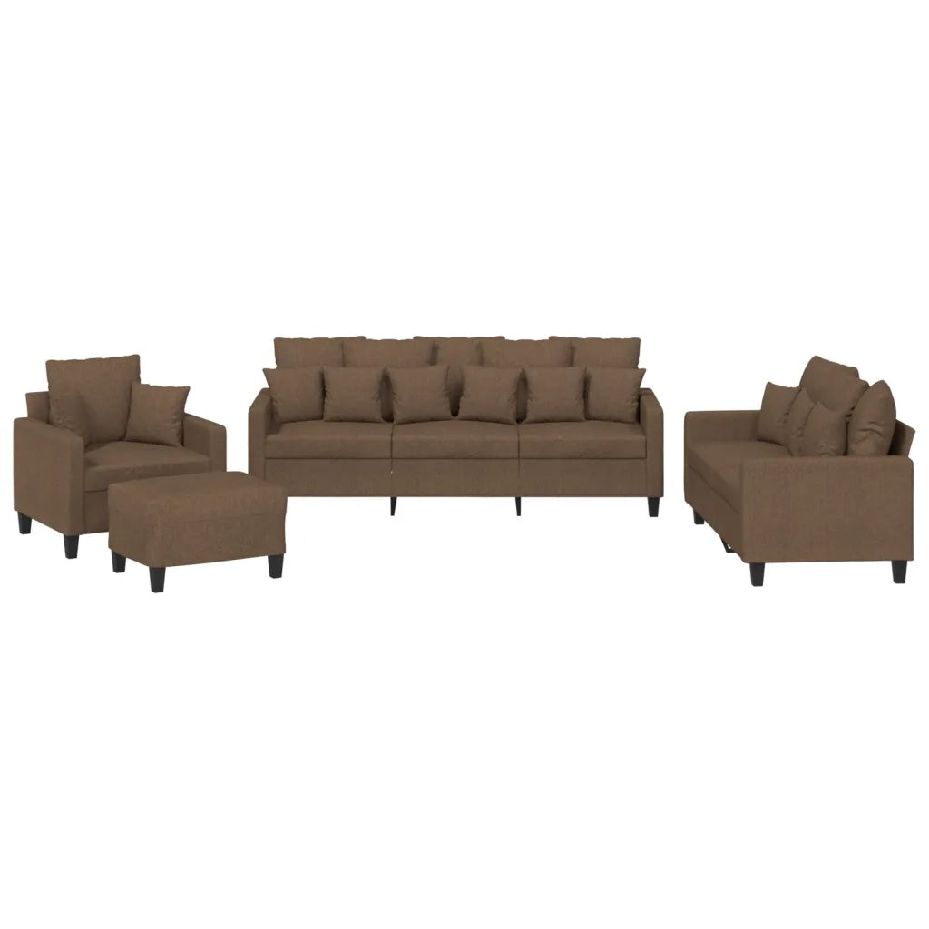 Set di Divani 4 pz con Cuscini Marrone in Tessuto 3201643