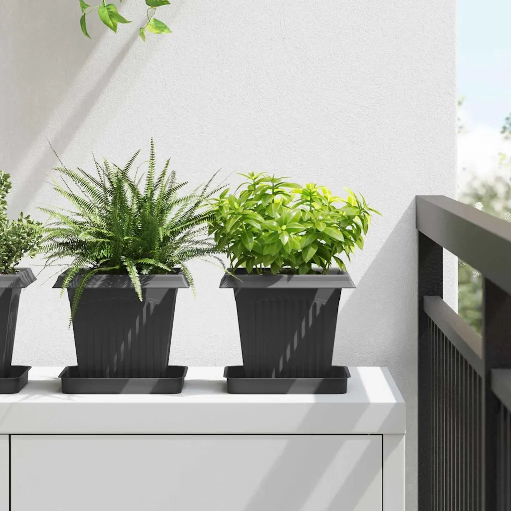 Vasi per Piante 24 pcs Nero 16 x 16 x 14 cm Plastica 3403311