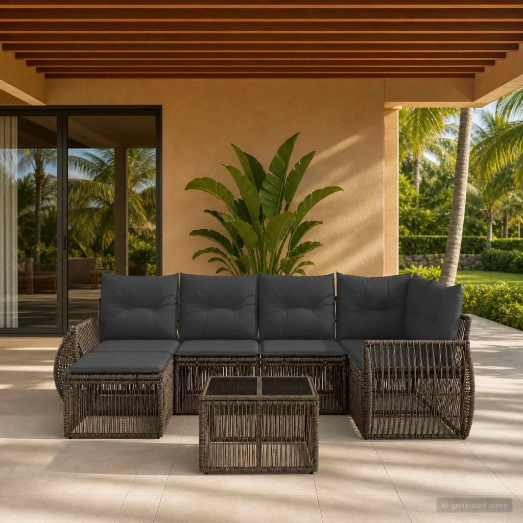 Set Divano da Giardino 7 pz Grigio e Grigio Scuro polyrattan 3435488