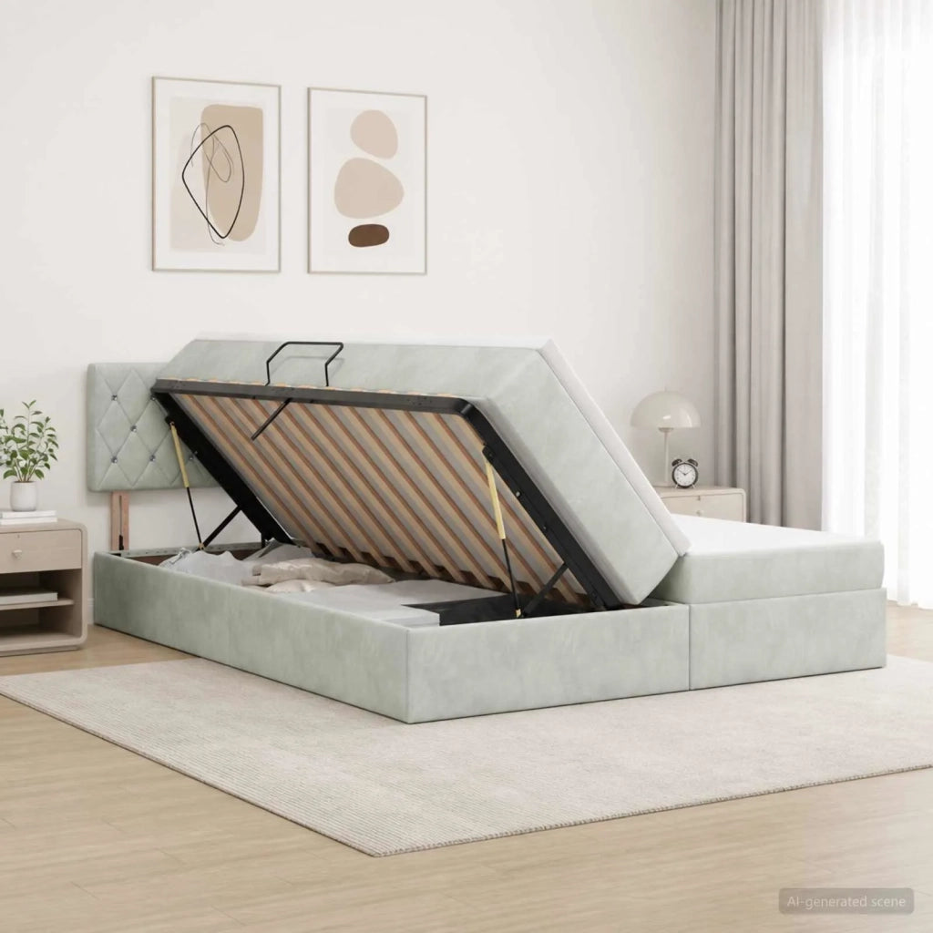 Letto con contenitore LED e materasso Grigio Chiaro 3459372