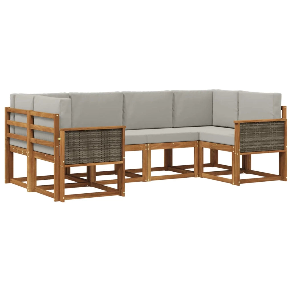 Set di divani da esterno 6 pz Naturale e Grigio Chiaro 3385487