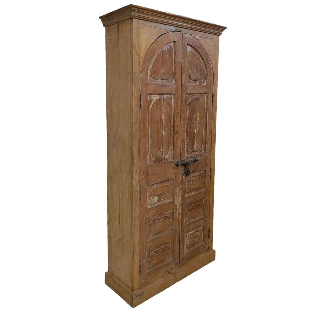 Armadio in legno con finitura artigianale marrone, 97x36x210h cm