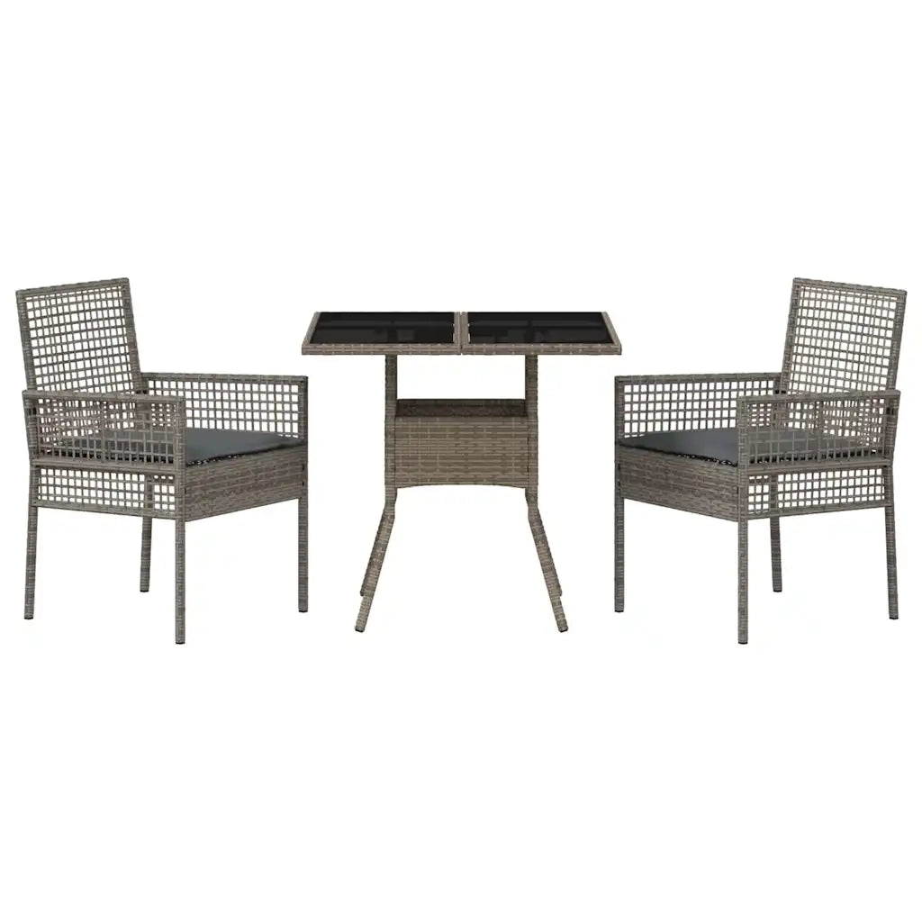 Set da Pranzo per Giardino 3 pcs Grigio polyrattan 3334927