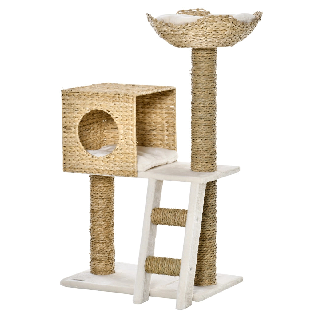 Albero per gatti con cuscini e scala ¨C zephmum ¨C grigio 100.5 cm