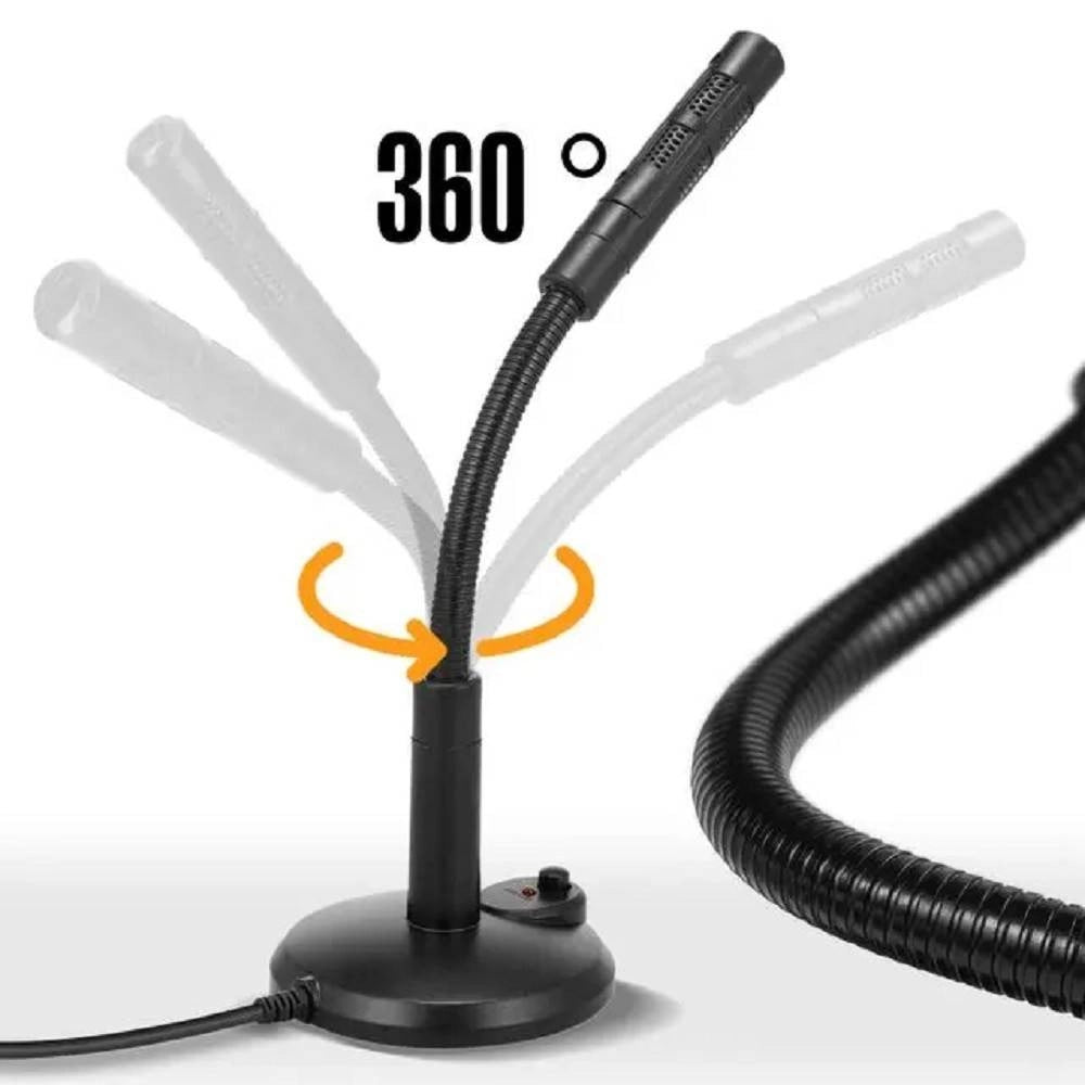 Trade Shop - Microfono Da Tavolo Regolabile Con Usb Per Pc Notebook U780 Suono Omnidirezionale -