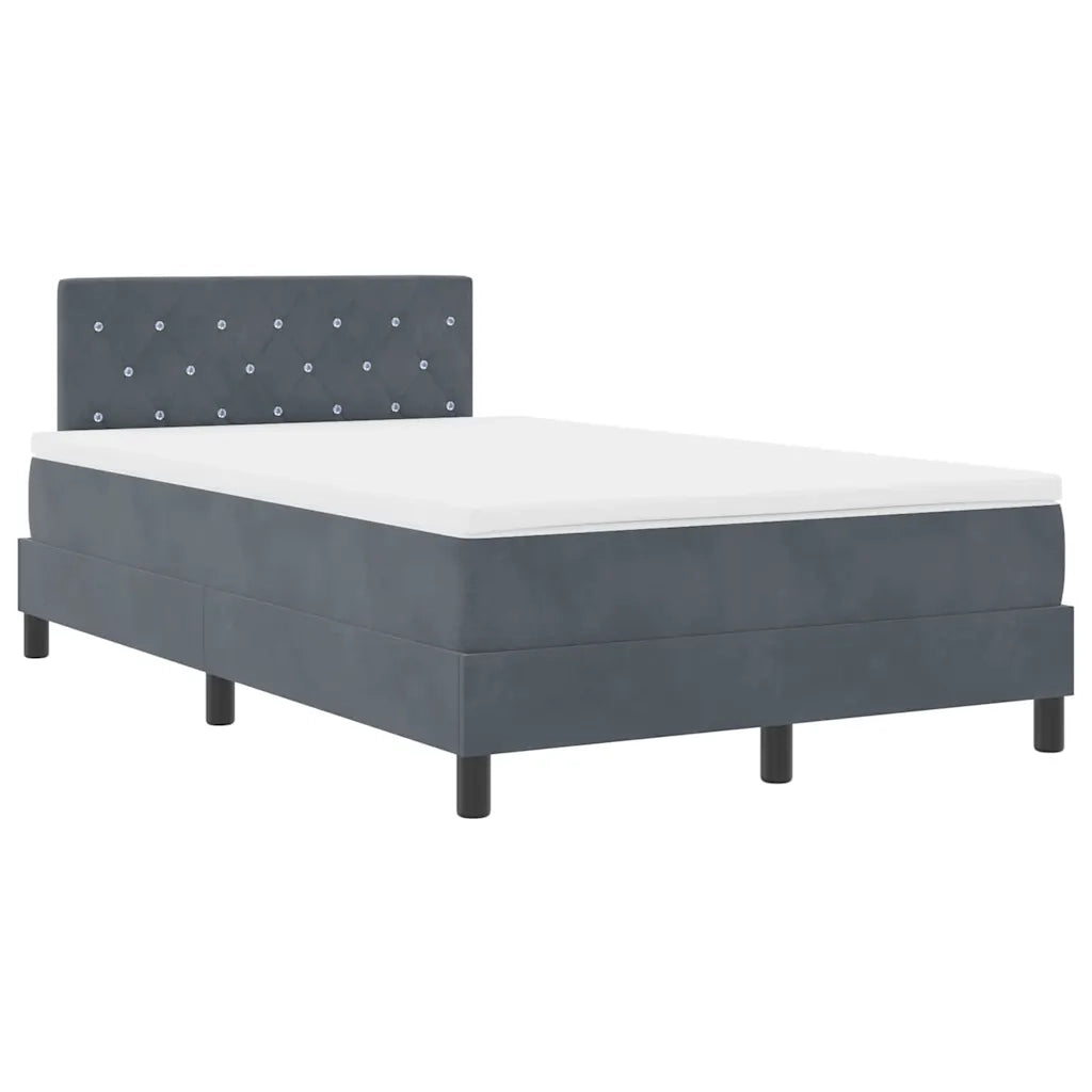 Letto a Sorgente LED con led Grigio scuro 120 x 200 cm Velluto