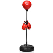 Palla da boxe con base altezza regolabile, Sacco da boxe con pompa manuale e guanti da boxe