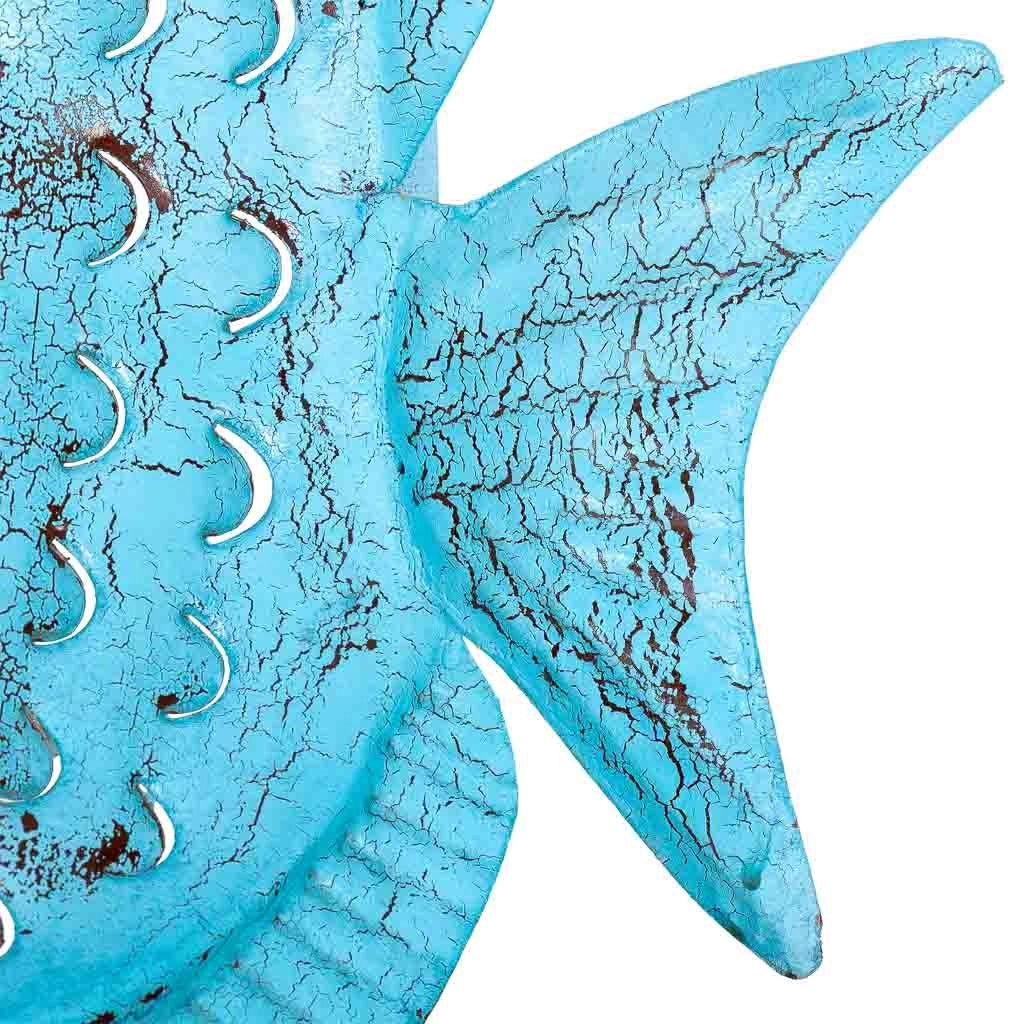 Figura pesce metallo blu 45x15x57h cm