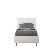 BS COM Letto singolo con rete imbottito 80x200 similpelle bianco