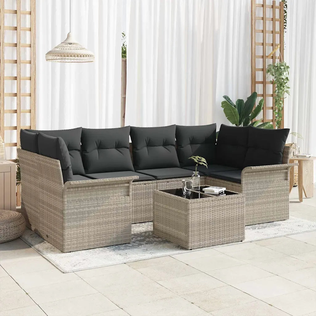 Set Divano da Giardino 7 pcs Grigio chiaro e grigio scuro