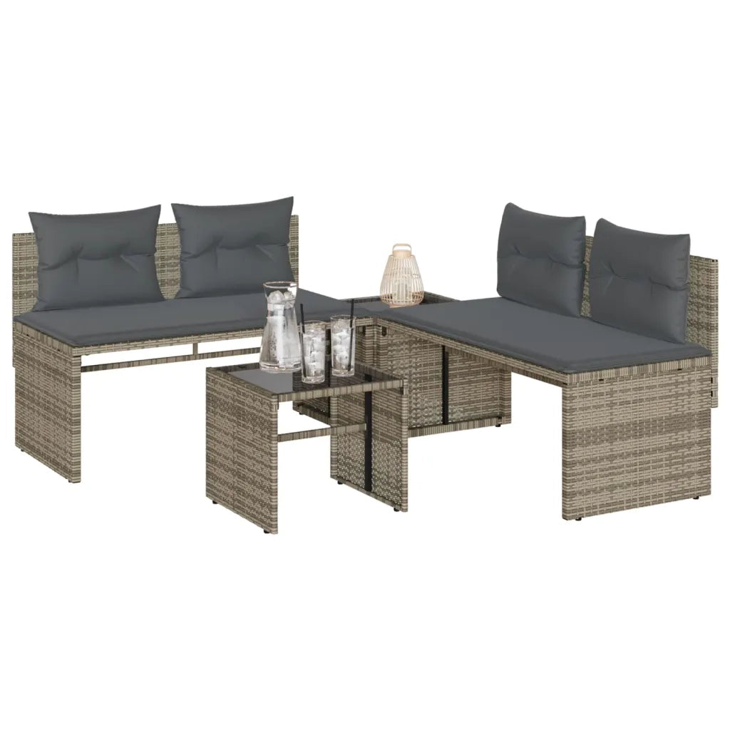 Set Divani da Giardino 4 pz con Cuscini in Polyrattan Grigio 4003880