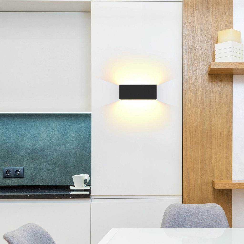 ZMH Applique a LED nera Lampada da parete moderna per esterni e camera da letto