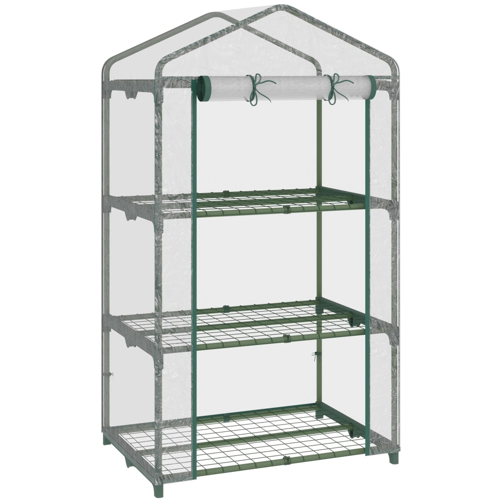 Serra da Giardino 3 Livelli con Ripiani e Porta a Cerniera ¨C Minimal ¨C 69x49x125 cm Trasparente