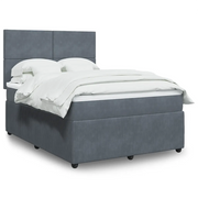 Giroletto a Molle con Materasso Grigio Scuro 140x190 cm Velluto