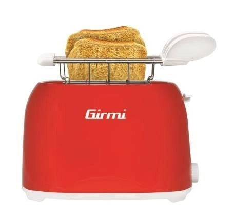 Girmi TP1002 Tostapane con Pinze Estraibili Inox 7 Livelli di Cottura 750W Funzione Tostafetta Raccogli Briciole colore Rosso