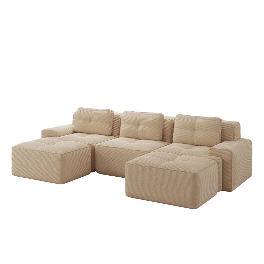 Divano modulare Cloud - Zephmum- U-forma 3 posti velluto beige senza montaggio