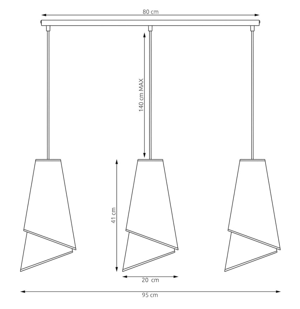 Lampada a sospensione MODA 3xE27 nera Emibig