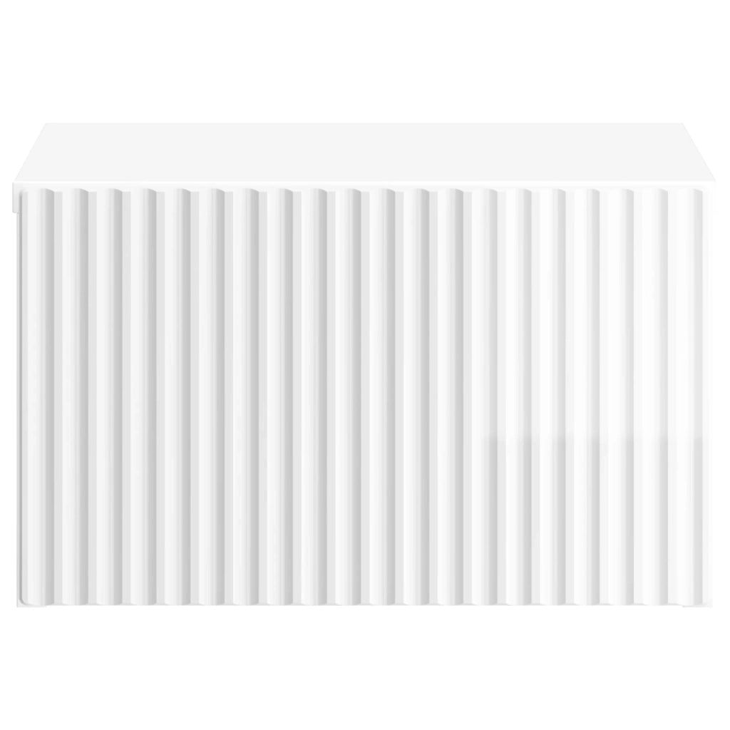 Mobiletto da notte a muro Bianco Lucido 33 x 34,5 x 20 cm 898433