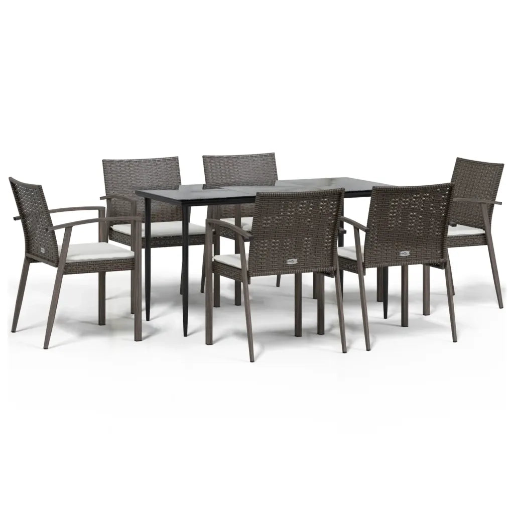 Set Pranzo da Giardino 7 pz con Cuscini in Polyrattan e Acciaio 3186974