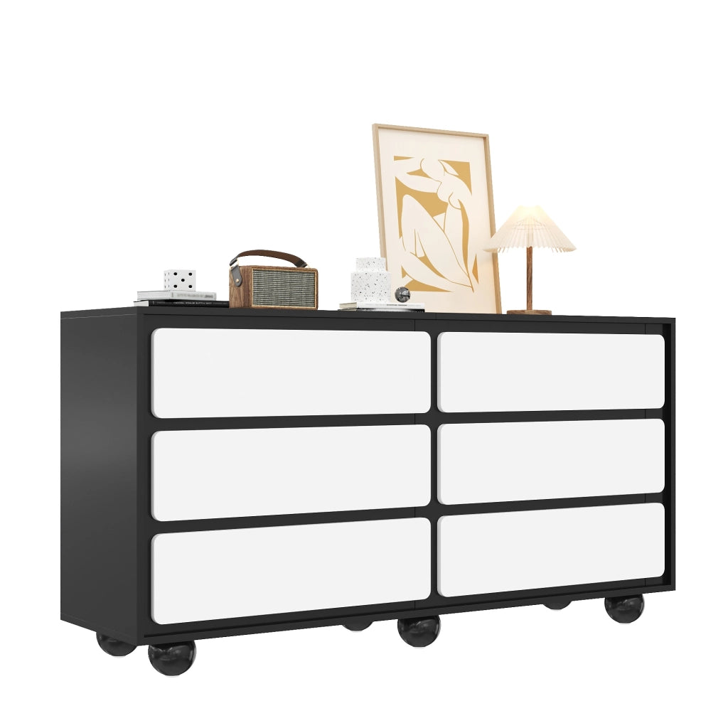 Sideboard moderno con 6 cassetti - Zephmum- 140¡Á38¡Á74,5cm- Design elegante e funzionale