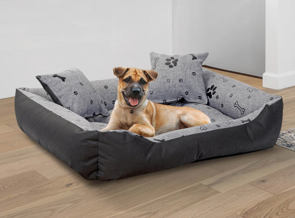 AIO FACTORY 115x95 cm Letto per cani impermeabile Ossa nere