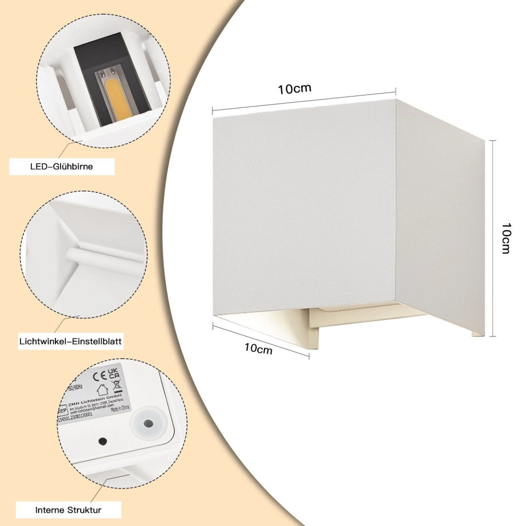ZMH Applique LED 2ER per corridoio interno Applique impermeabile per uso interno ed esterno