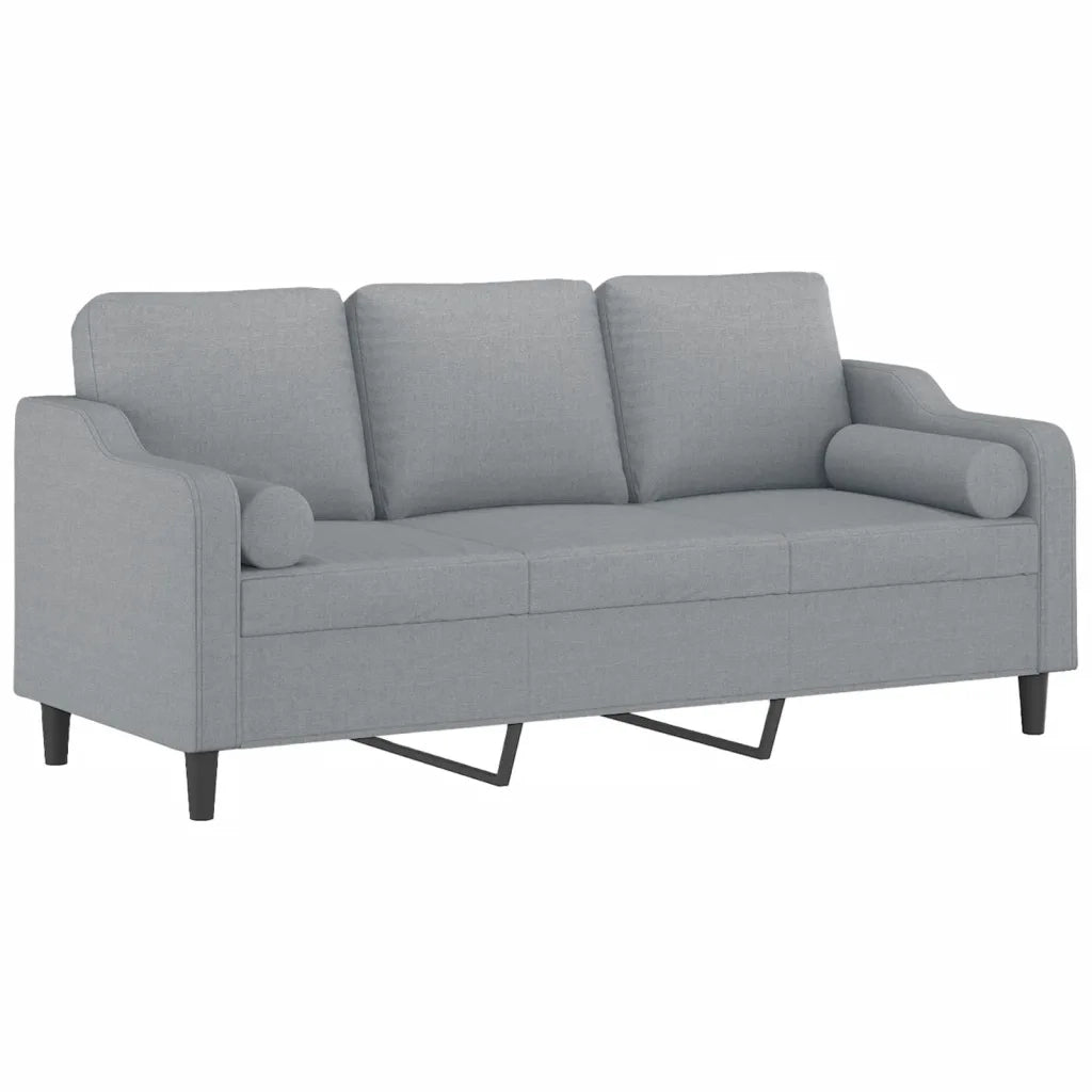Divano a 3 Posti con Cuscini-Sofa 3 Posti con Cuscini Grigio Chiaro 180 cm in Tessuto 907235