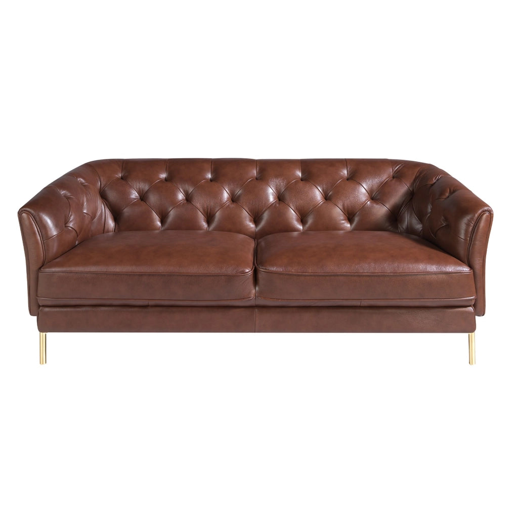 Divano Chester a 2 posti in pelle marrone cognac