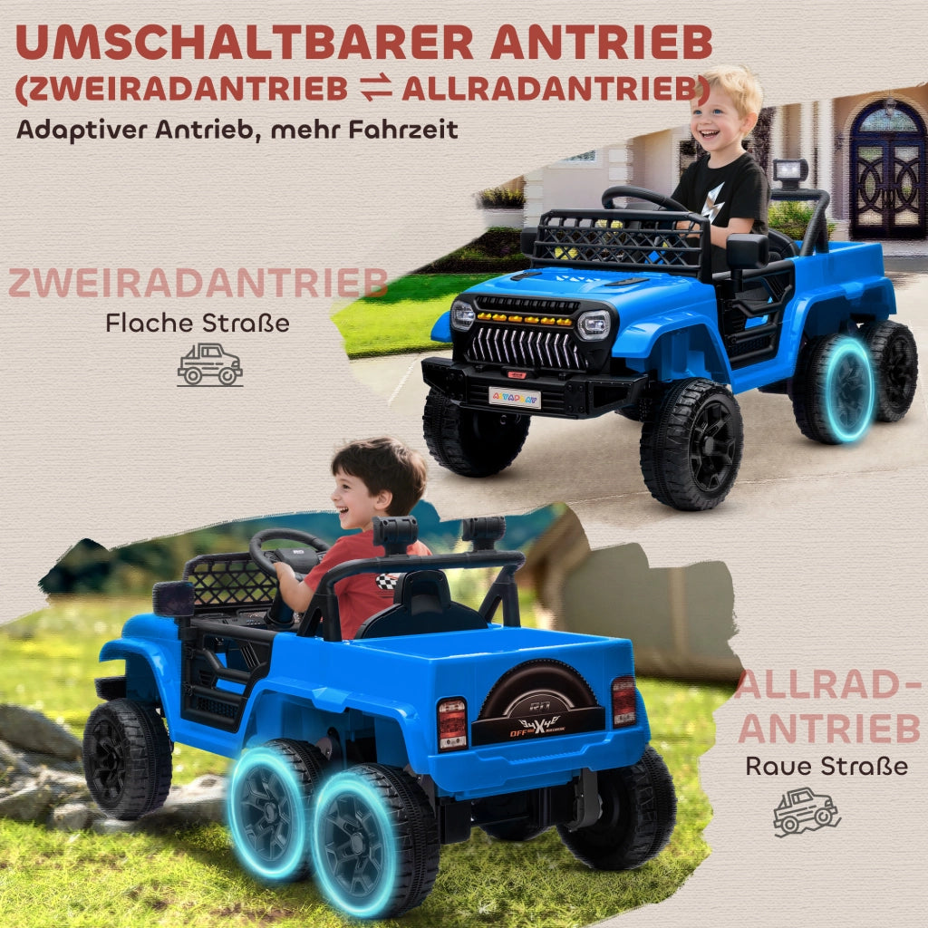 Auto elettrica per bambini con rimorchio e luci LED ¨C zephmum ¨C Blu