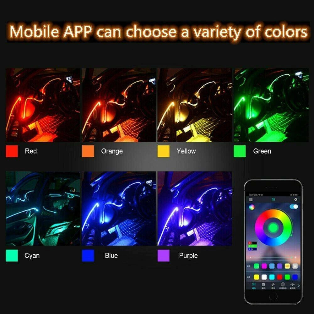 Trade Shop - Striscia Led Fluorescente Luci Ambiente Illuminazione Auto Con App Smartphone -