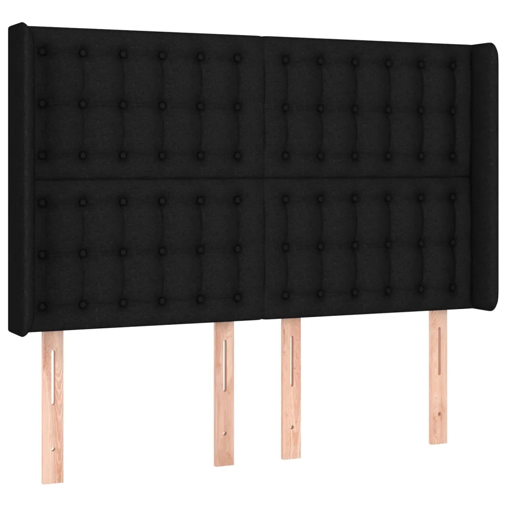 Letto a Molle con Materasso e LED Nero 140x190 cm in Tessuto