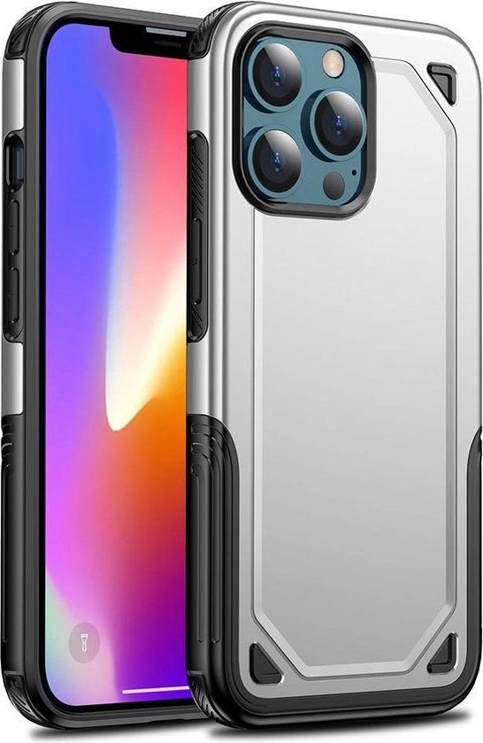 Copertura posteriore ibrida in argento per iPhone 13 Pro