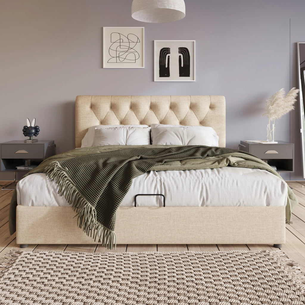 letto imbottito lino naturale 140x200 cm