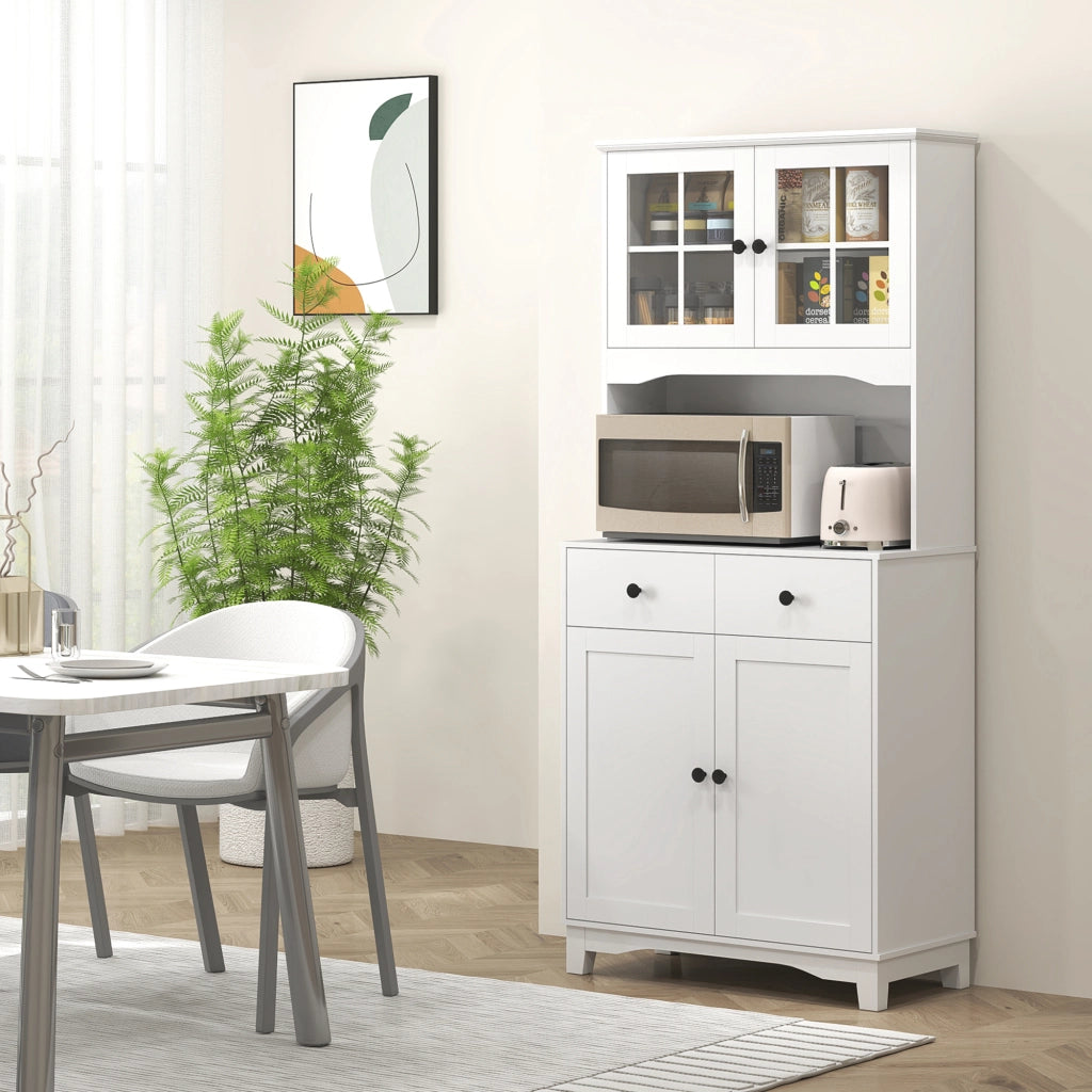 Armadio da Cucina con Ante a Vetro e Ripiani ¨C Minimal ¨C Bianco