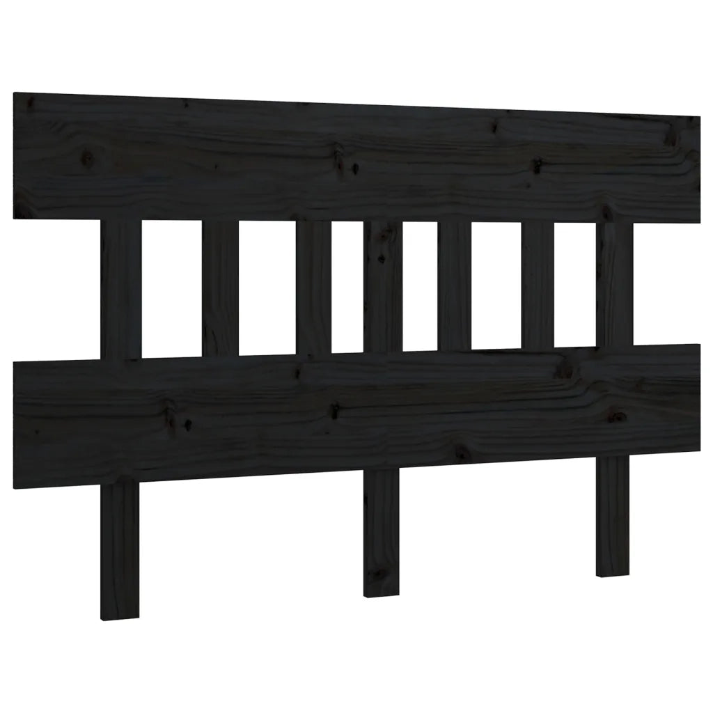 Testiera | Testata per Letto Nera 123,5x3x81 cm in Legno Massello di Pino