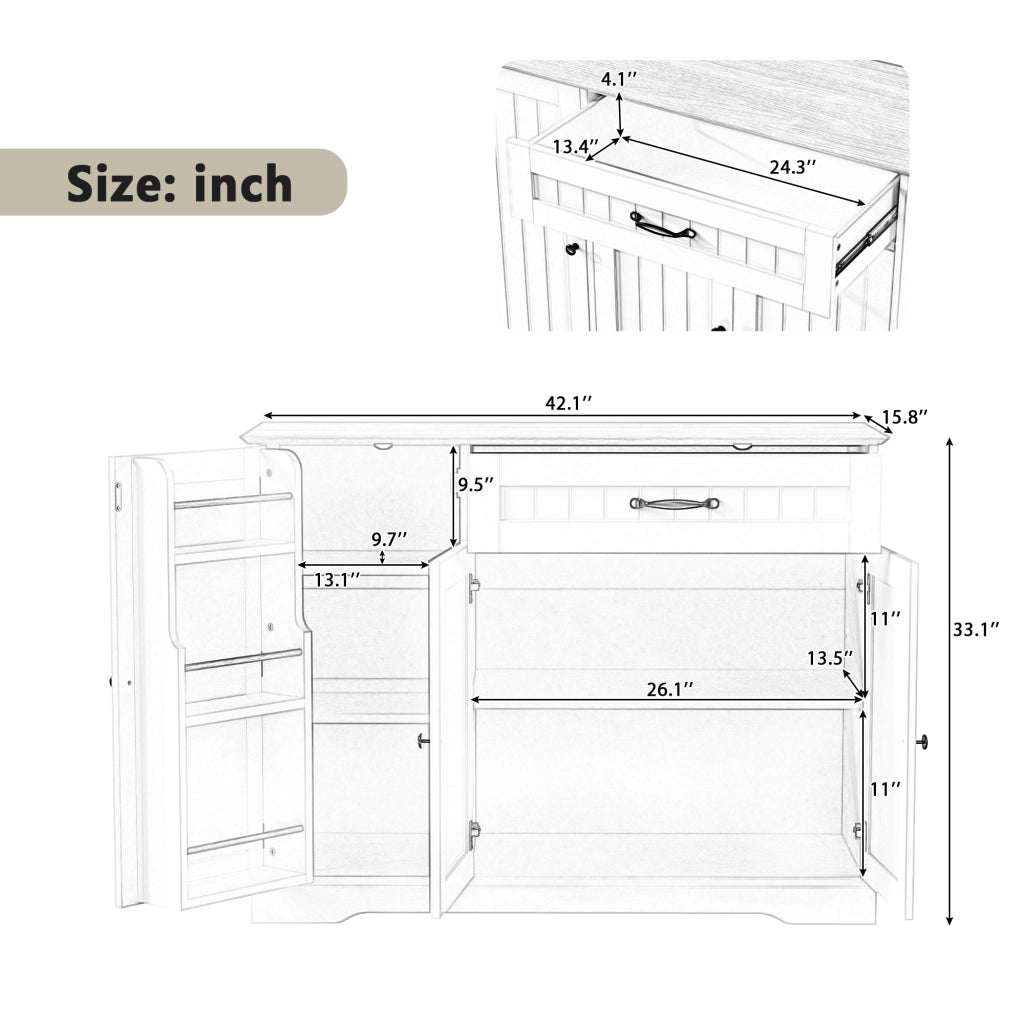 Credenza con 3 Ante e Cassetto ¨C MINIMAL ¨C Bianco