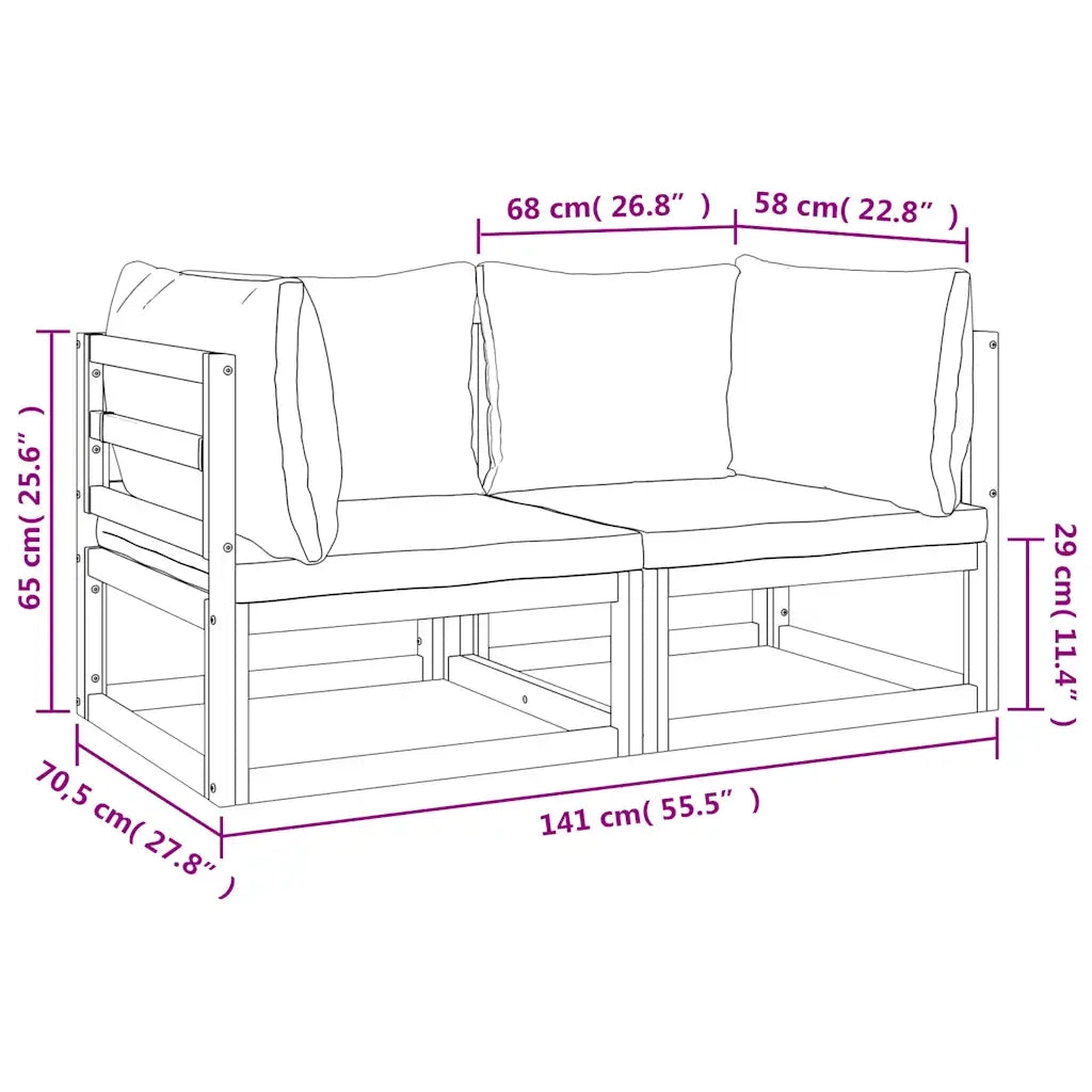 Divano da esterno-Divani Angolo Modulari 2pz Cuscini Grigio Chiaro Legno Acacia