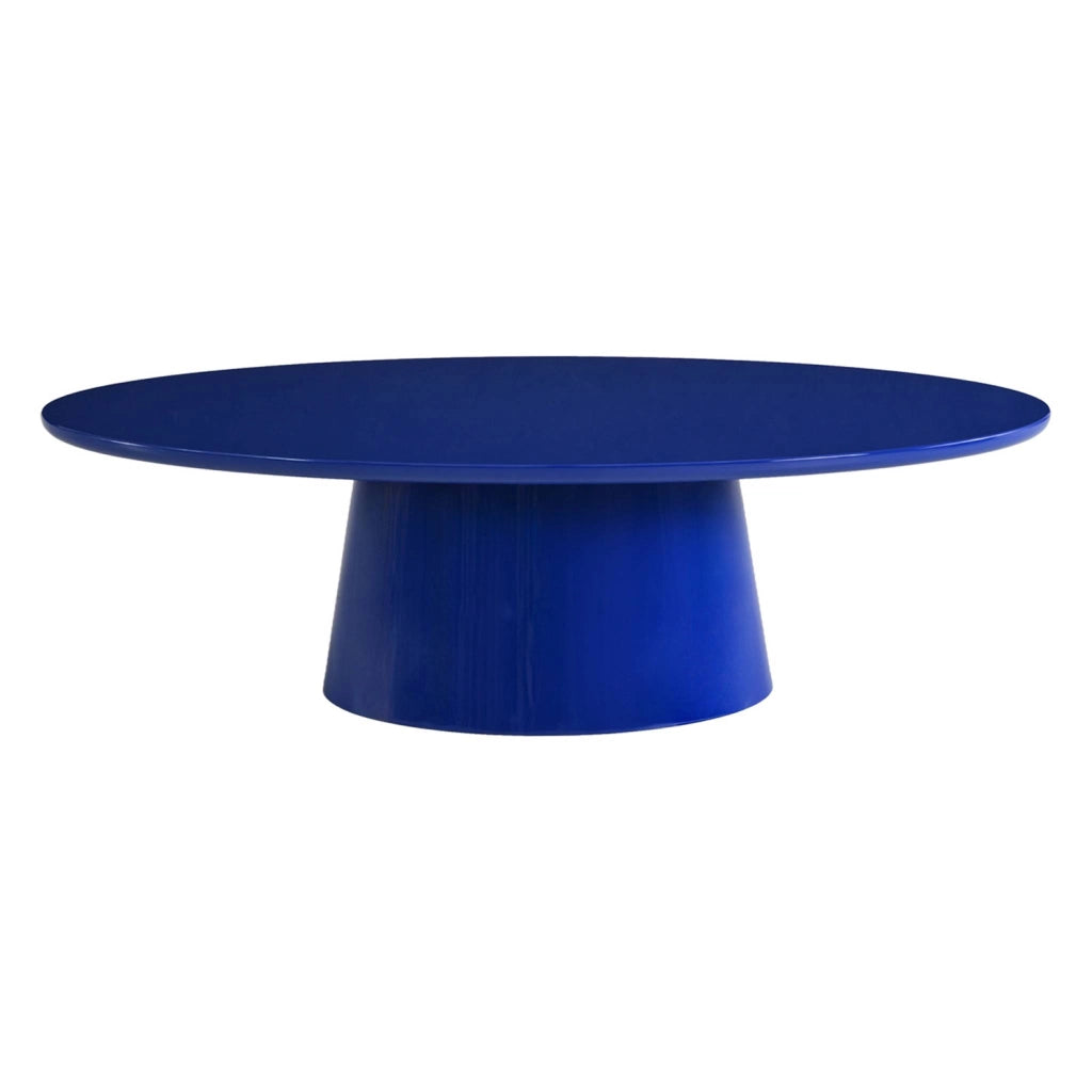 Tavolino ovale finitura lucida, blu
