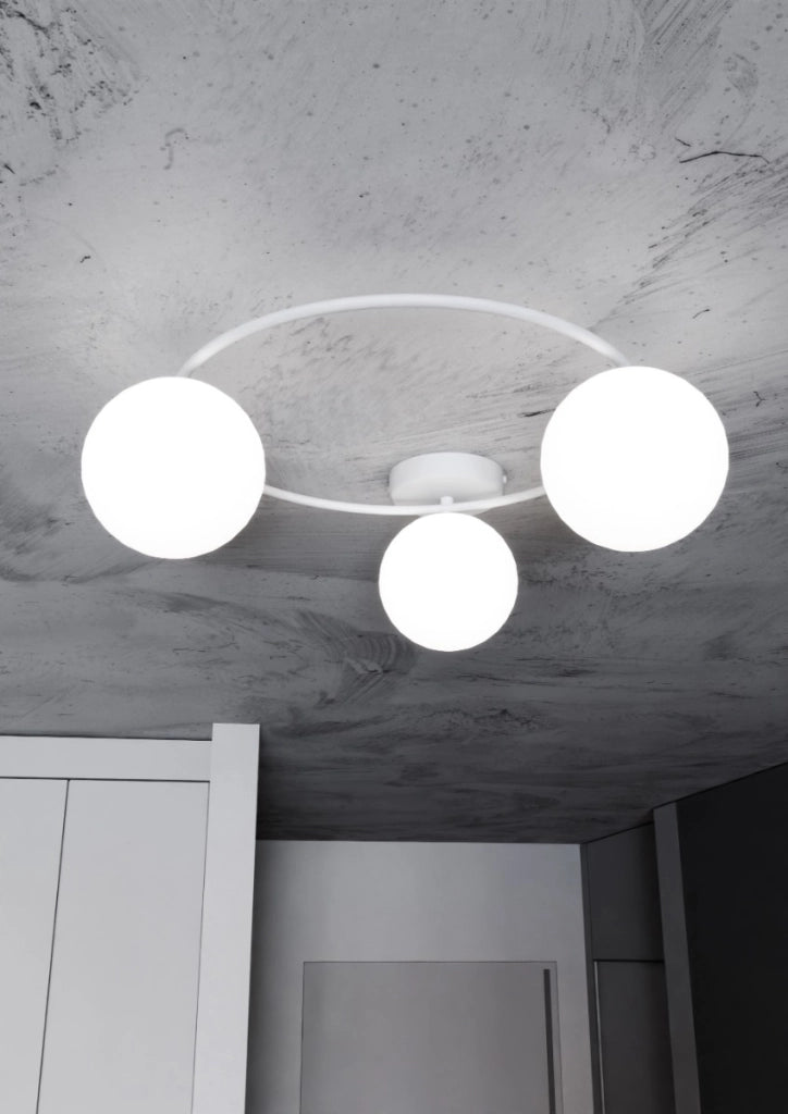 Plafoniera Emibig Sopra 3 luci E14 vetro bianco dimmerabile