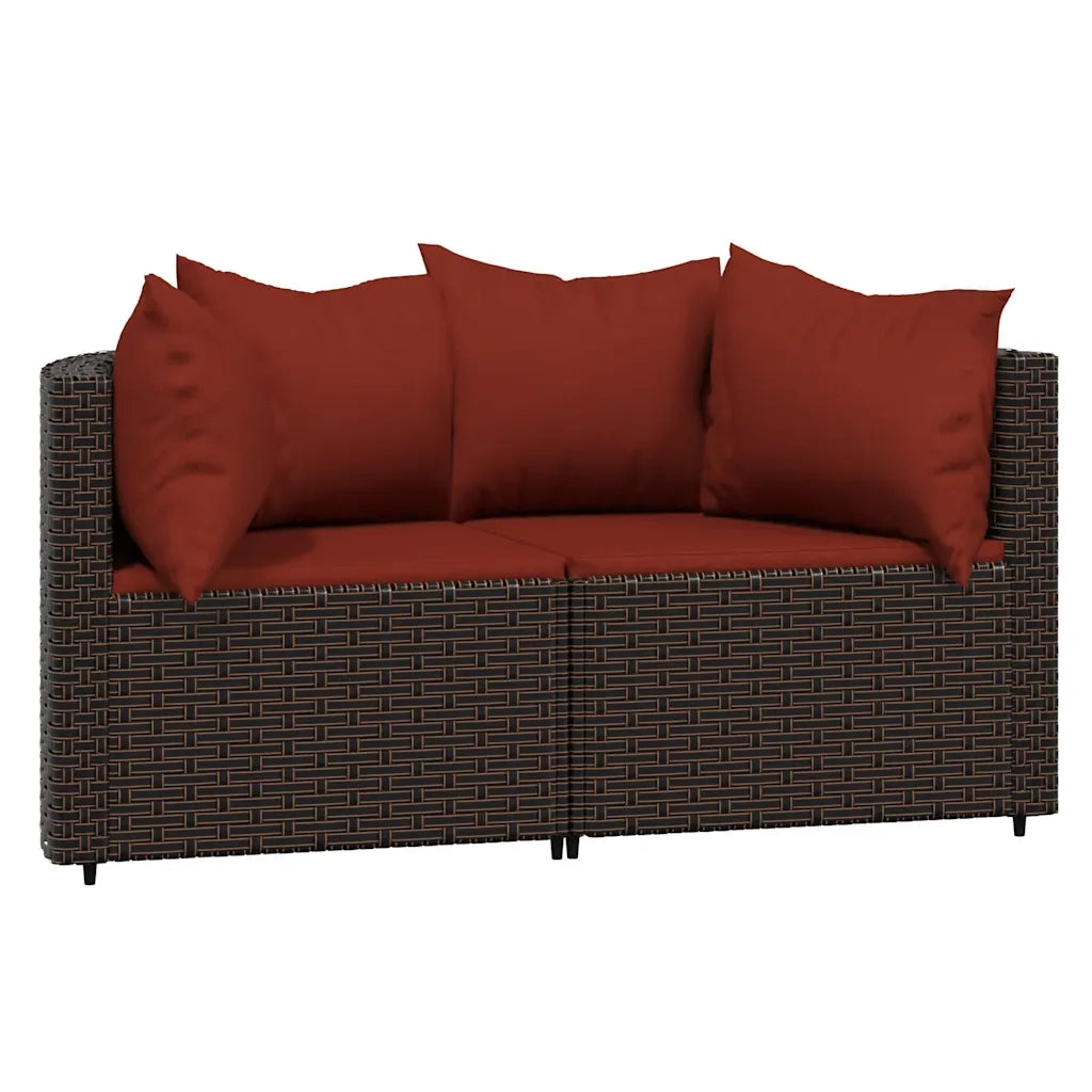 Divani Angolari da Giardino con Cuscini 2pz Polyrattan Marrone 319822