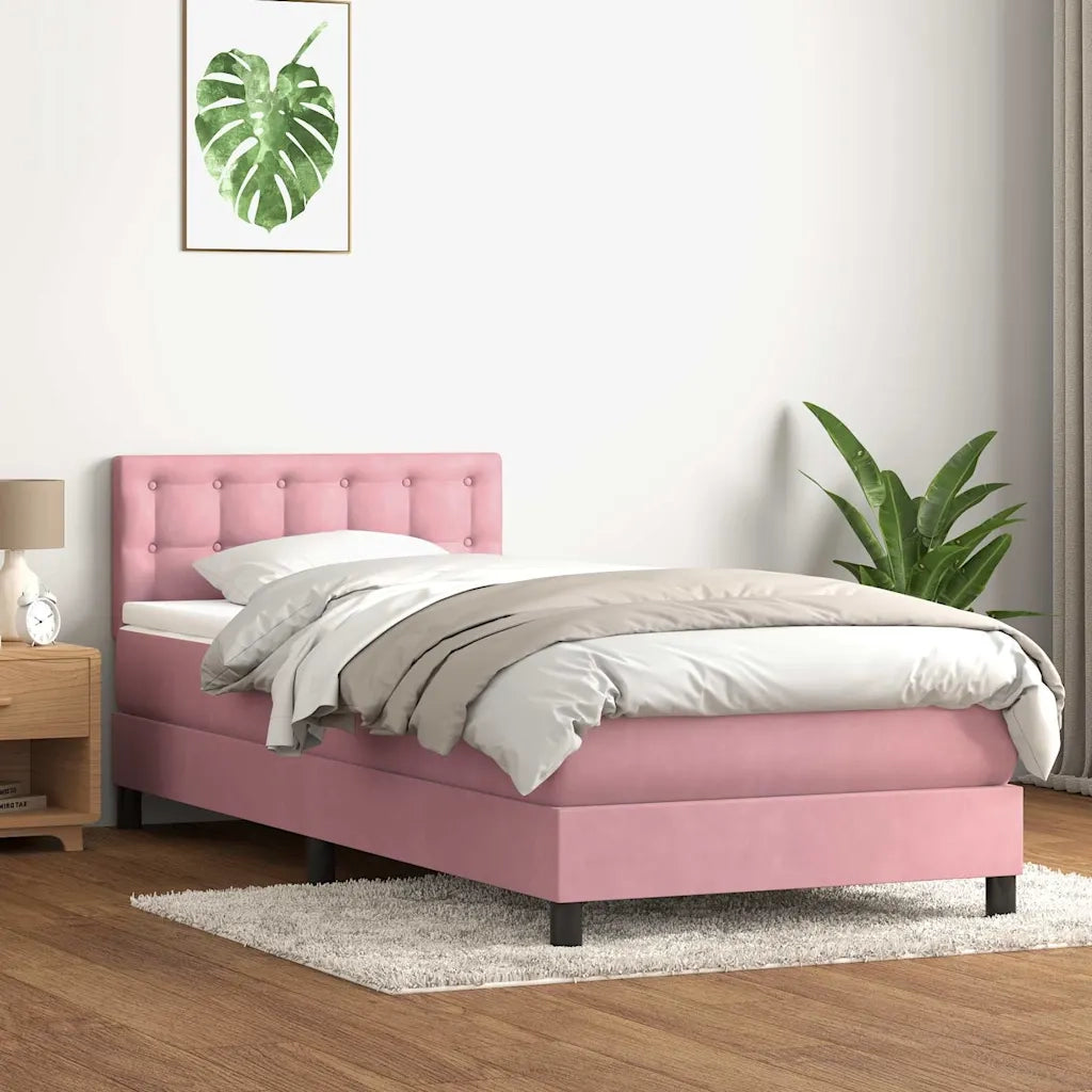 Giroletto a Molle con Materasso Rosa 90x210 cm Velluto 3316580