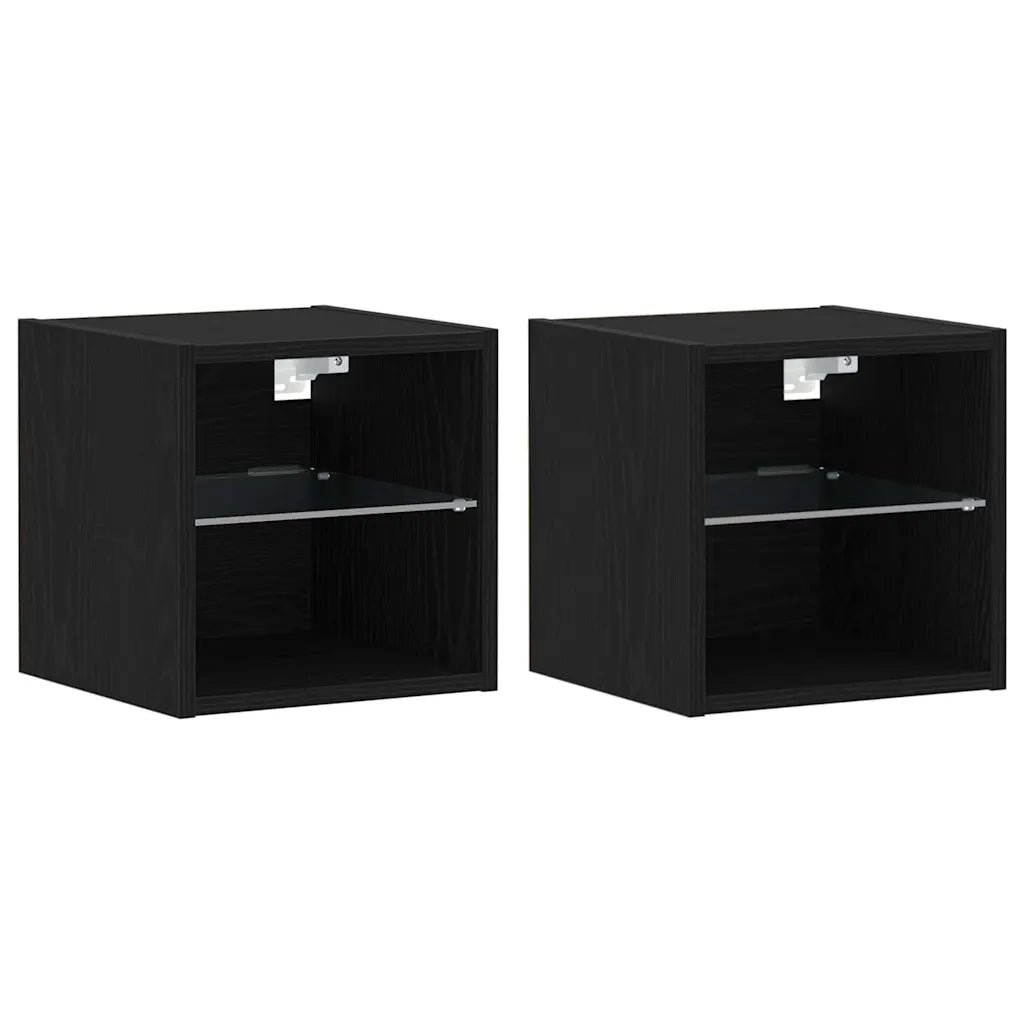 Set mobile TV 2 pz-Set di 2 Credenza per TV Nero 30 x 28,5 x 30 cm Legno multistrato