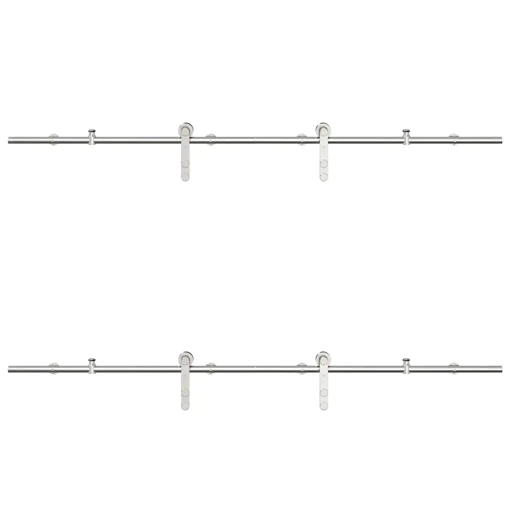 Kit Binari Porta Scorrevole 183 cm Acciaio Inossidabile Argento