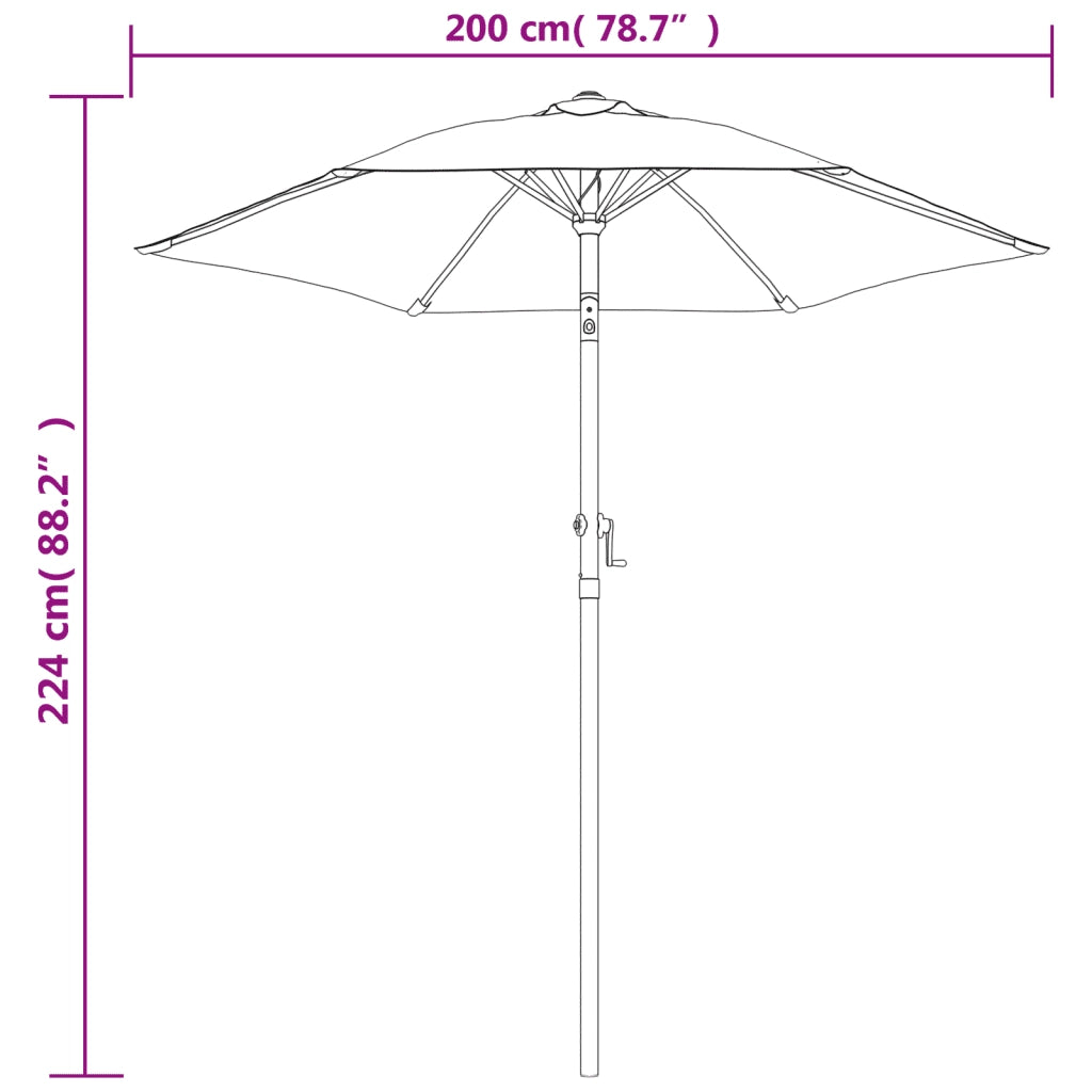 Ombrello | Parasolne Verde 200x224 cm in Alluminio